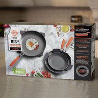 Fusion Guard, MasterChef 5-Piece Frying Pan Cookware Set, Orange,  Antimicrobial Technology, Ceramic, Titanium Non-stick Coating,  PTFE/PFOA/PFOS-Free