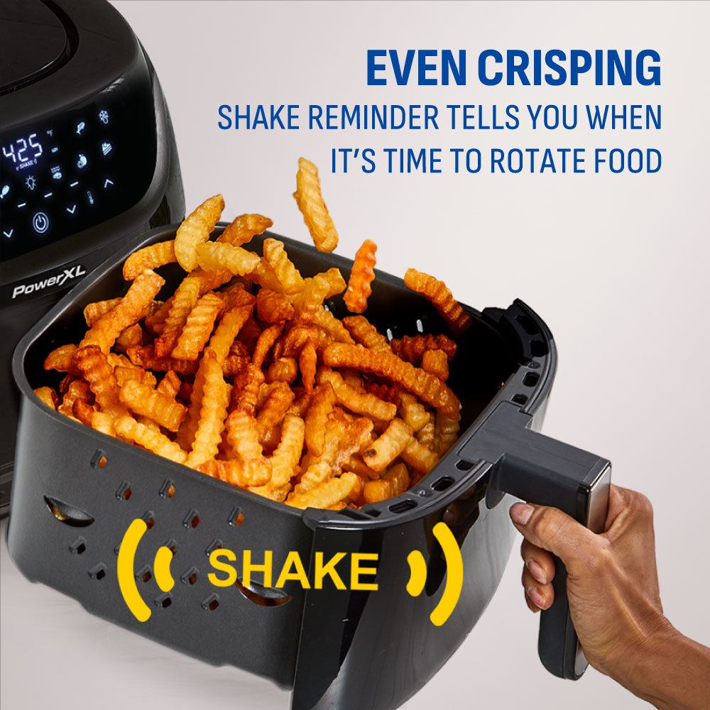 PowerXL Large 8-Quart Nonstick Air Fryer w One-Touch Digital Display BLK  752356833282