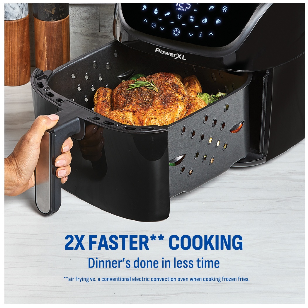 PowerXL Vortex Pro 8qt Air Fryer - Black - Fry Healthier Meals with Le