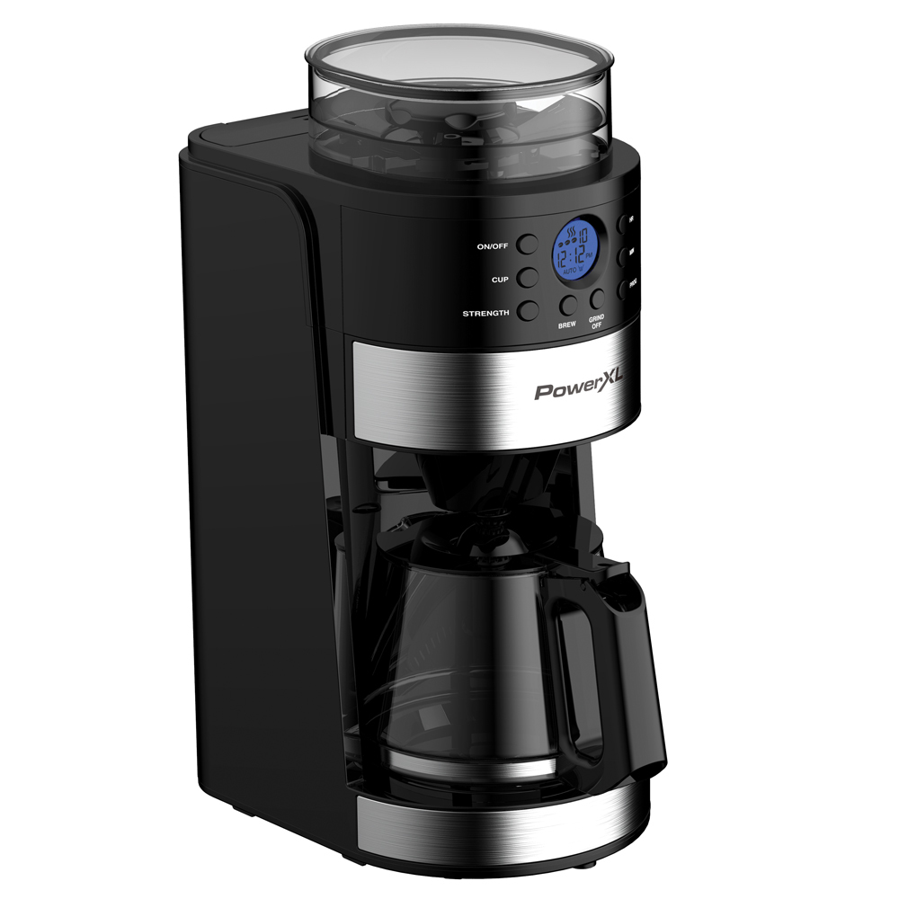 PowerXL Grind & Go, Automatic Single Serve Coffee Maker with Grinder  Built-in and 16 oz. Travel Mug, Single Cup Drip Coffee Machine, Stainless  Steel