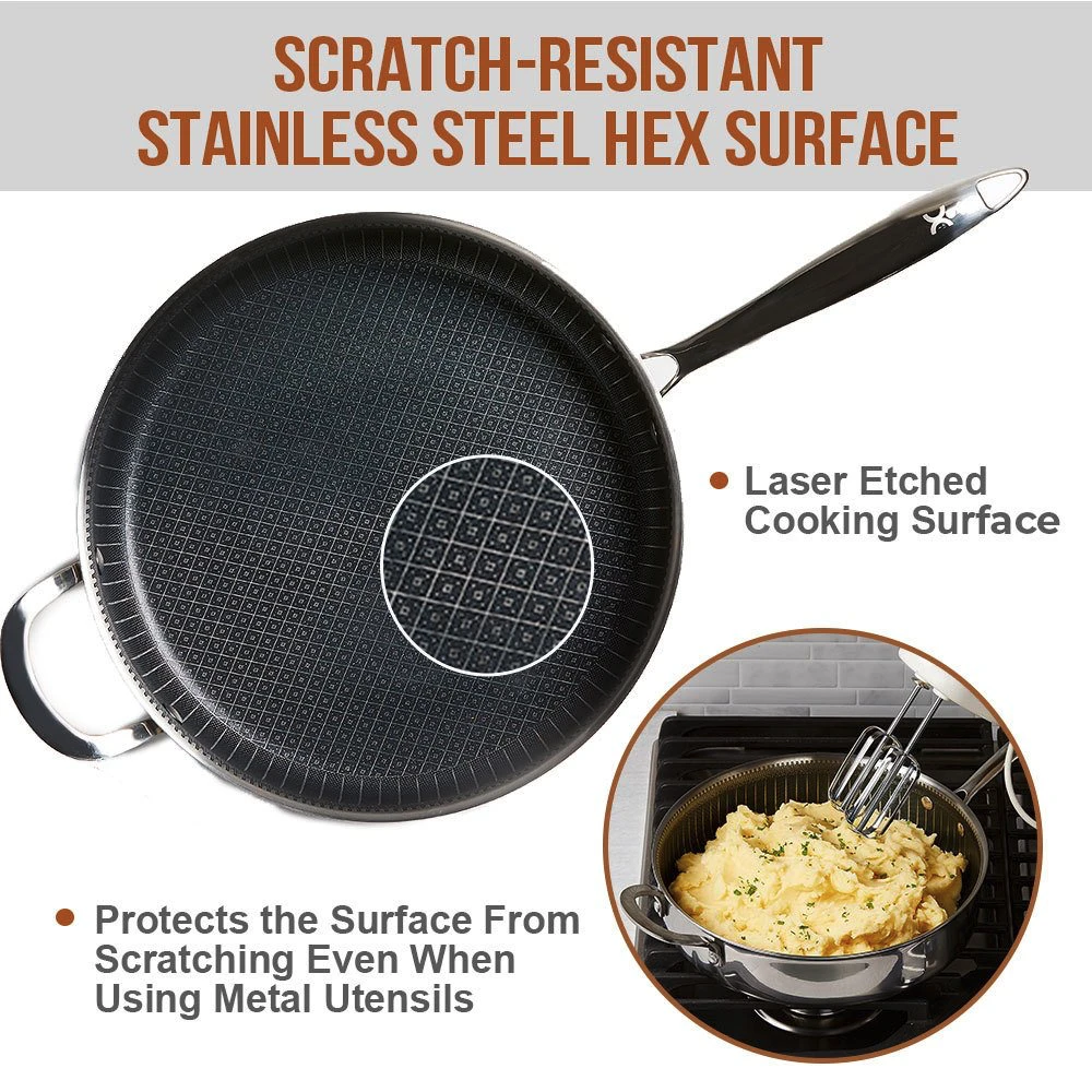 Tri Ply Stainless Steel Non-Stick Frying 9.5-Inch Pan Copper Chef Titan Pan 