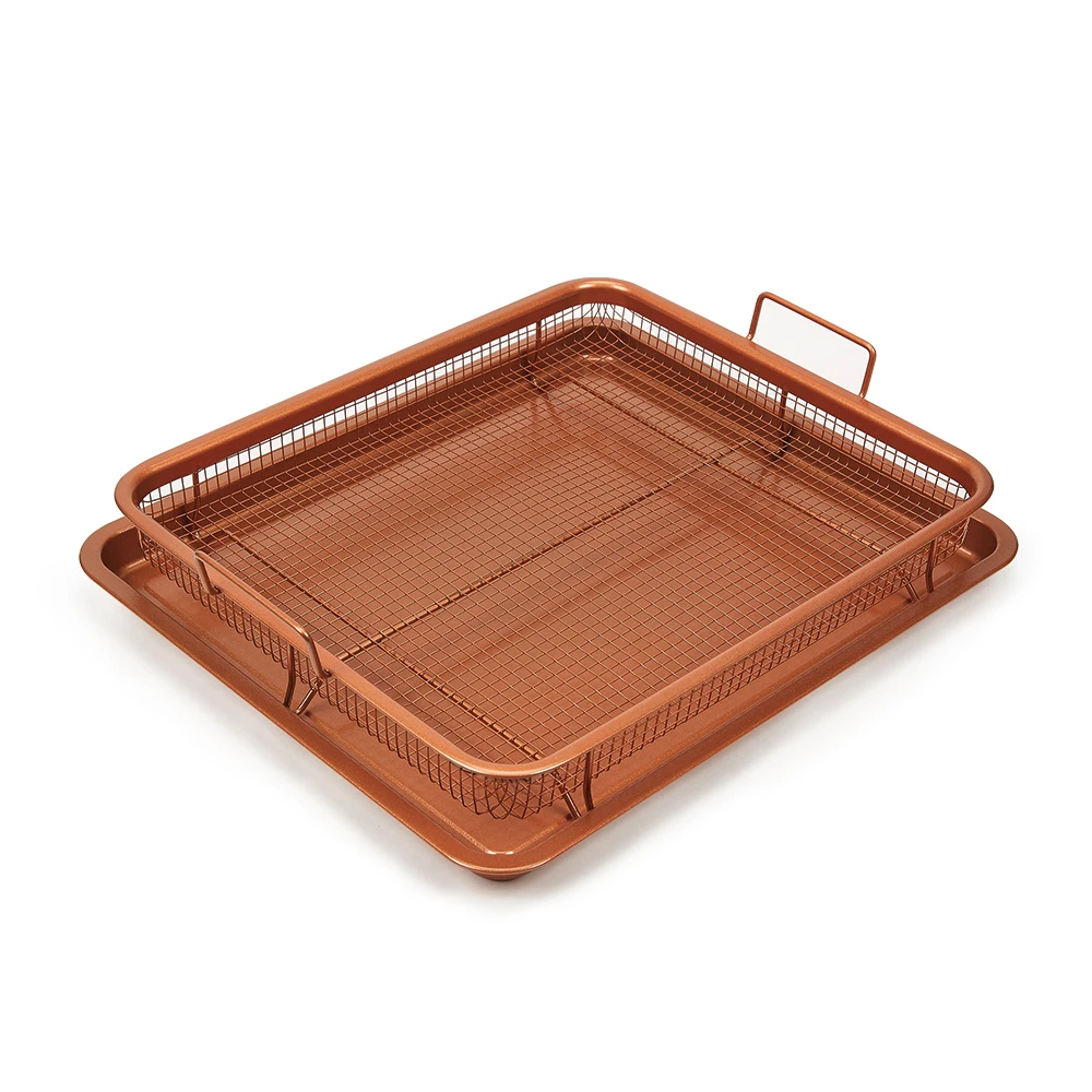 Details about   Copper Crispy Nonstick Tray Air Fryer Basket for Faster Cooking and Baking 