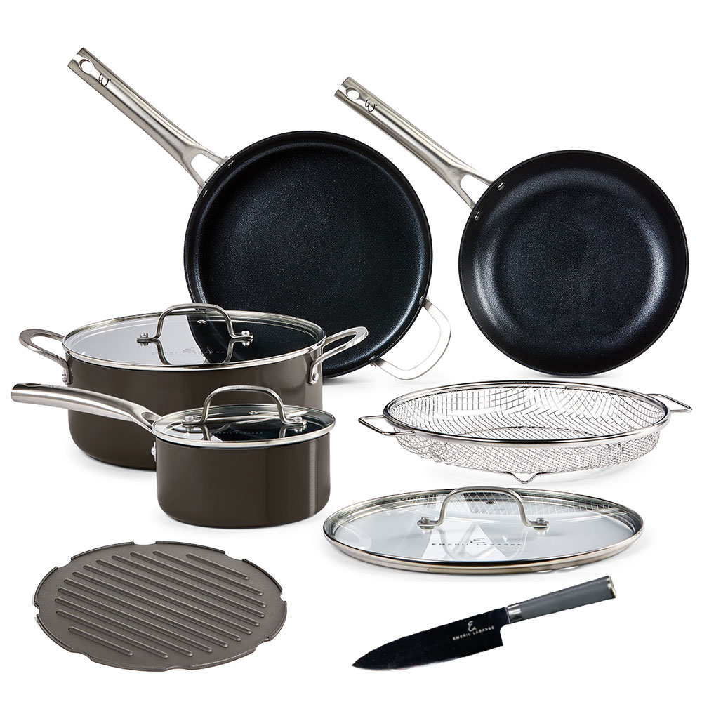 Emeril Everyday Lagasse Kitchen Cookware, Forever Pans, Pots and Pans Set  with Lids, Hard-Anodized Nonstick, Black (13 Piece Set)
