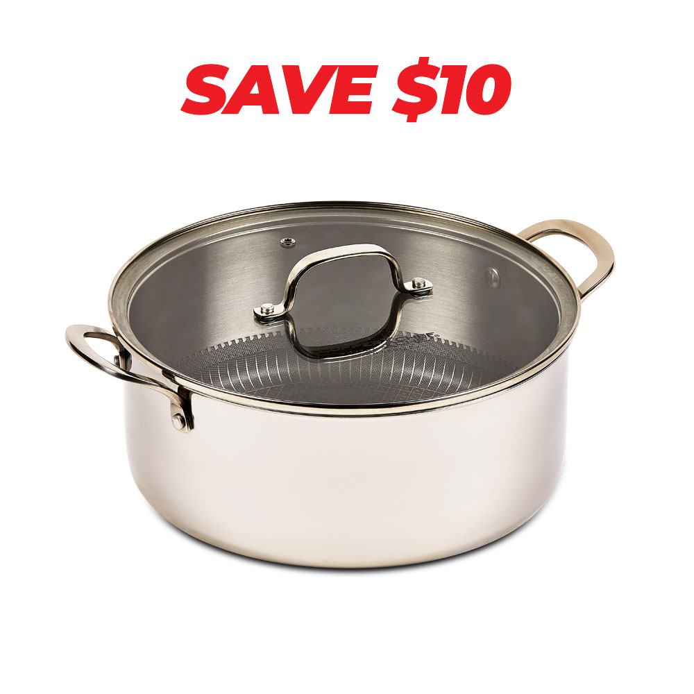 Stick Pans Copper Chef Titan Pan 7.5 QT Casserole Pan with Lid Try Ply Stainless Steel Non 