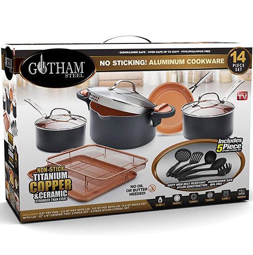 Gotham Steel Stackmaster Nonstick Pots & Pans Set, 17 Piece Stackable  Cookware Set, As Seen on TV Cookware, Space Saving Cookware, Copper Pots &  Pans Set, PFOA Free, Oven & Dishwasher Safe 