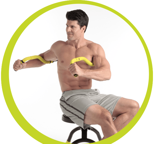 Man twisting to the right during a workout