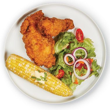 Fried Chicken on a Plate with corn