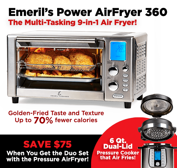 360 Powerful, Even Heat, Seamless Air Flow Technology, Brushed Stainless Steel | Golden Fried Taste & Texture With up to 70% Fewer Calories From Fat vs Deep Frying