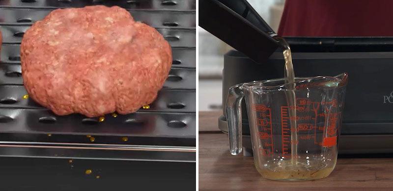 Excess Fat and Cooking Oil Drain Away Onto Drip Tray For Easy Disposal