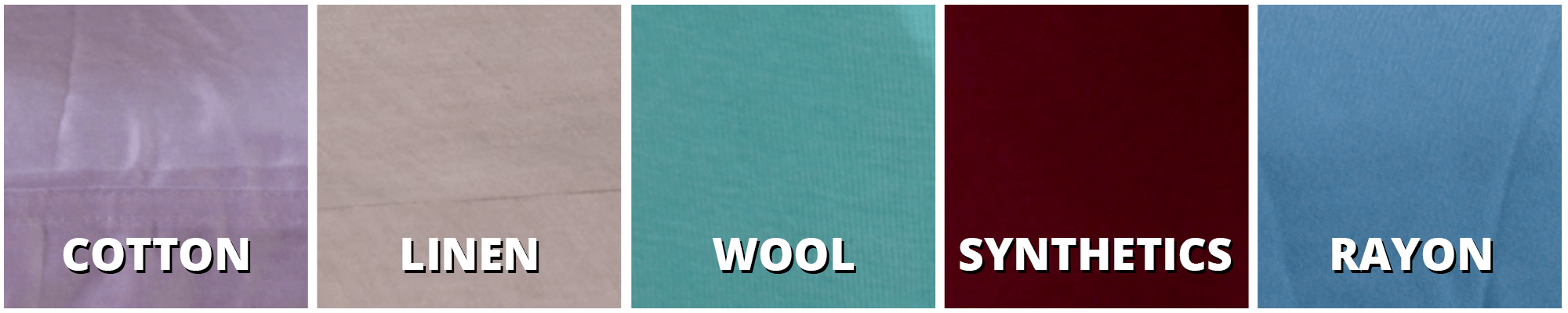 cotton, linen, wool, synthetics
