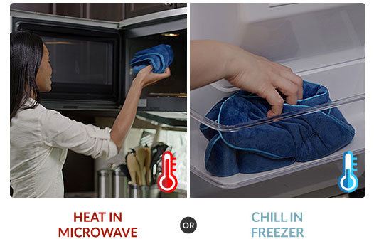 heat in microwave or cool in freezer