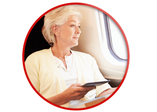 elderly woman traveling alone