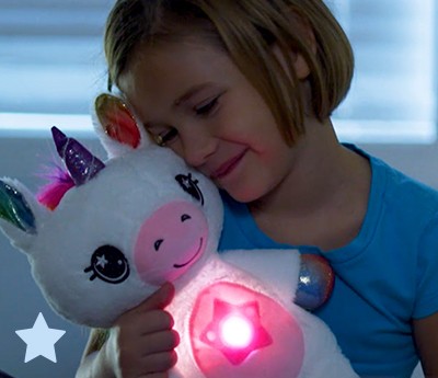 stuffed animal with light in belly