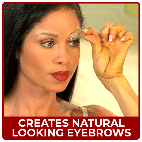 Woman applying brow stamp - Creates Natural, Thicker Looking Eye Brows