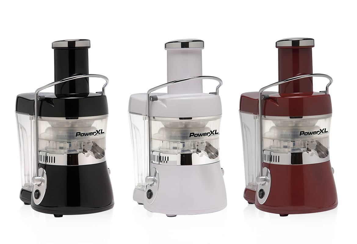 fusion juicer in black, white, red