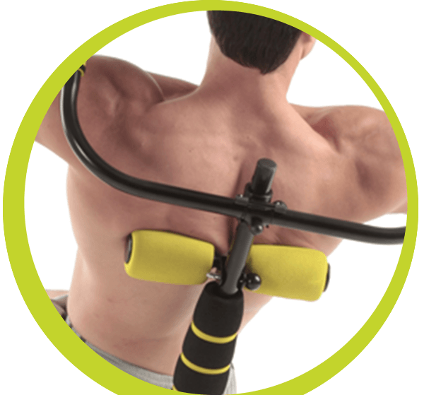 Man massaging his back as he uses the Ab Doer 360