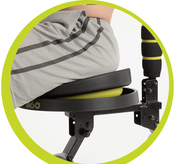 Closeup of man sitting on the Ab Doer 360