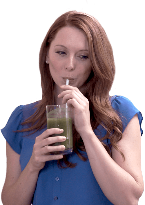 woman drinking Grown American Superfood drink